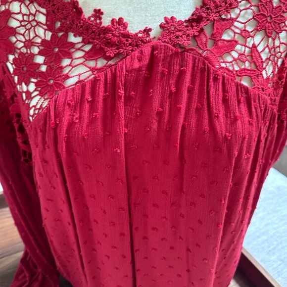 Oddi burgundy crochet detail tunic top - Picture 5 of 10